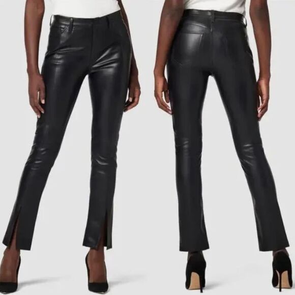 HUDSON Barbara Faux Leather High Waist Straight Ankle in Black Beauty size 30 - Picture 2 of 15